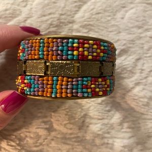Colourful beaded bracelet cuff bought in Portugal